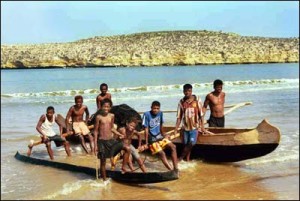 A traditional watercraft with some of my friends in St Augustin in Madagascar.