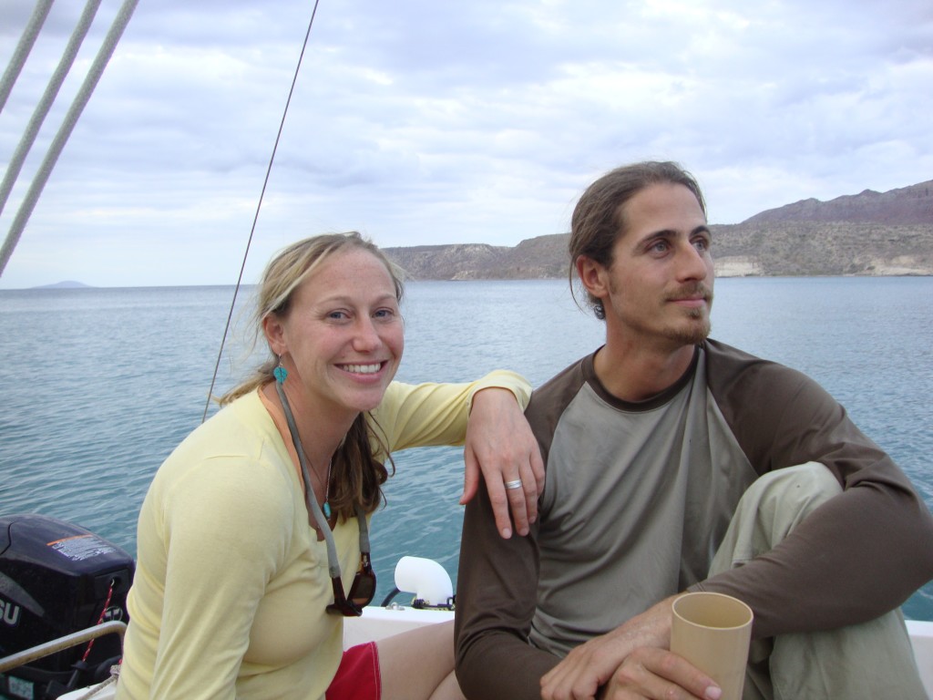 katie and mark on boat