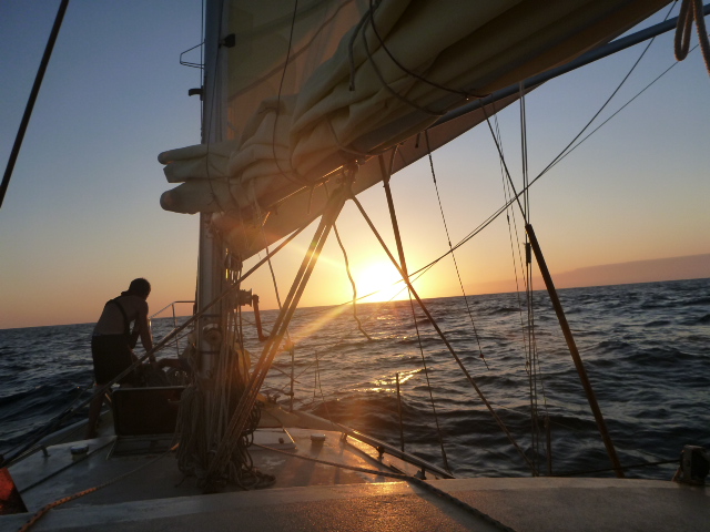 sunset at sea sailing ocean on the horizon line blog