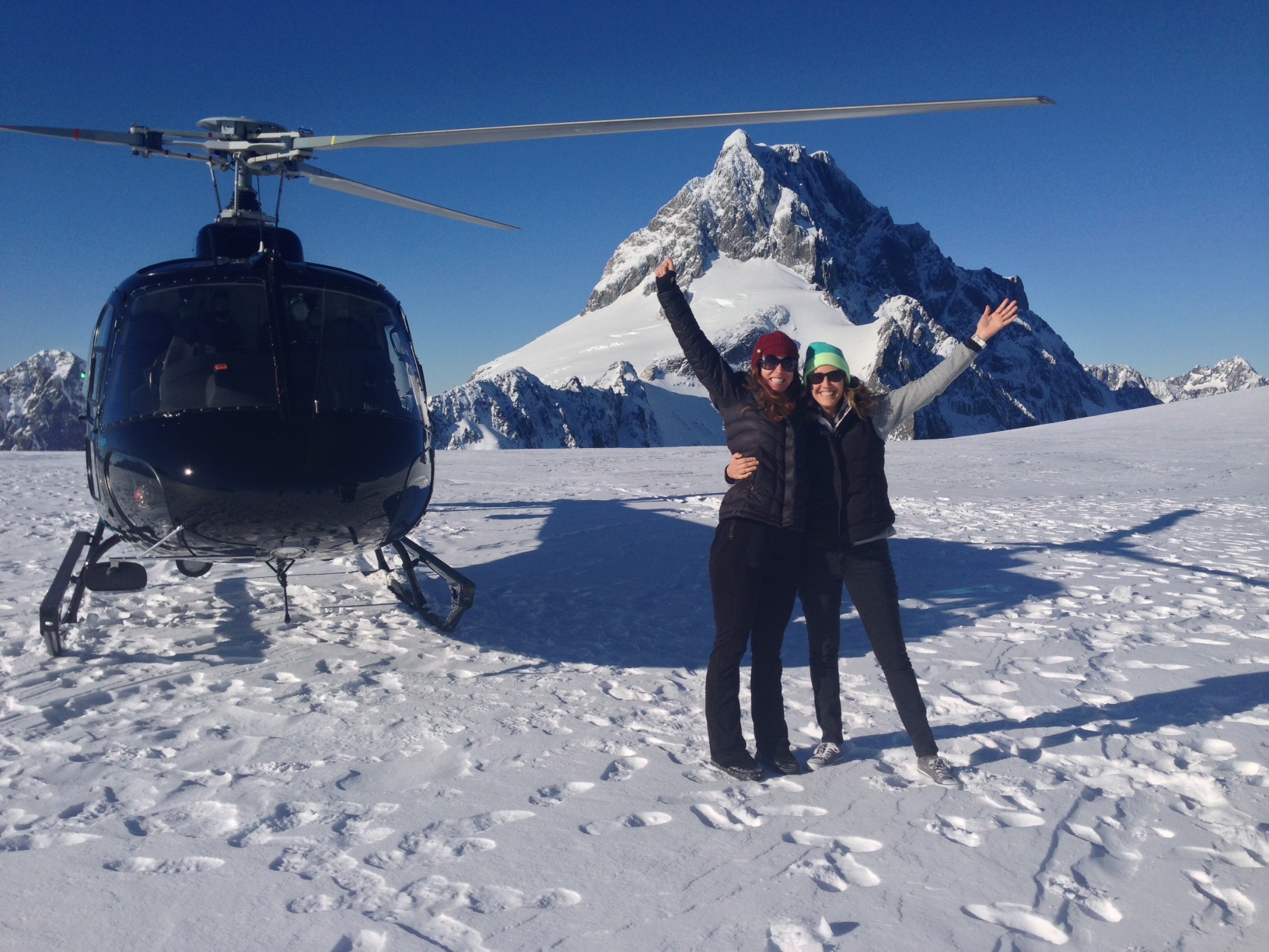 My sister, Cassidy, high on life after a helicopter flight to a glacier on New Zealand's South Island.
