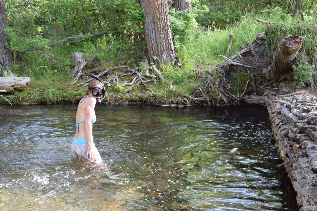 Bri snorkeling in rivers - brianna randall, photo by rob roberts