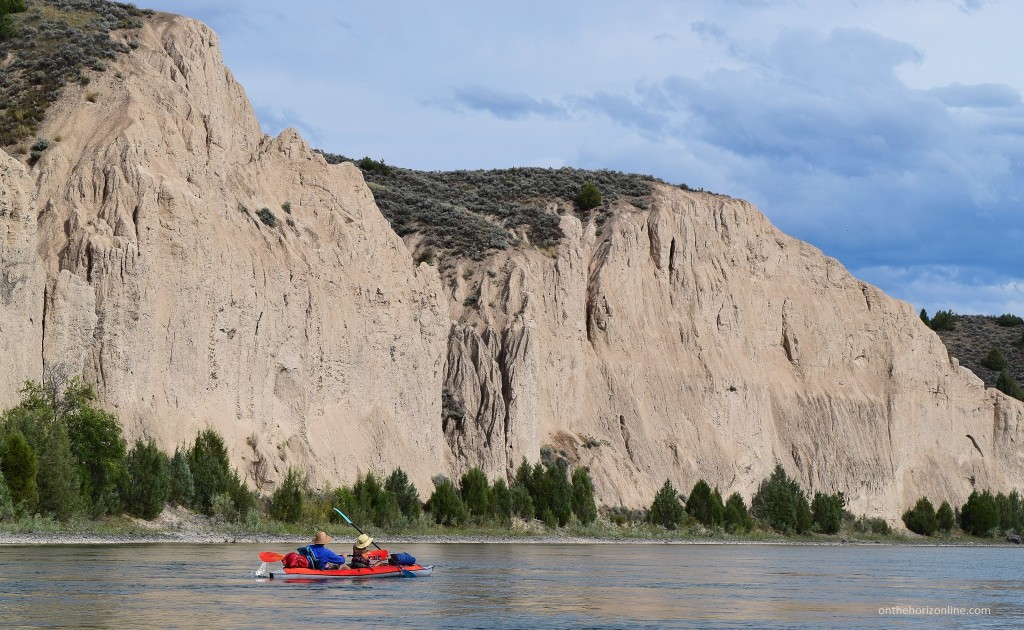 Scenic cliffs on the lower Flathead River, full of swallows sailing through the sky.