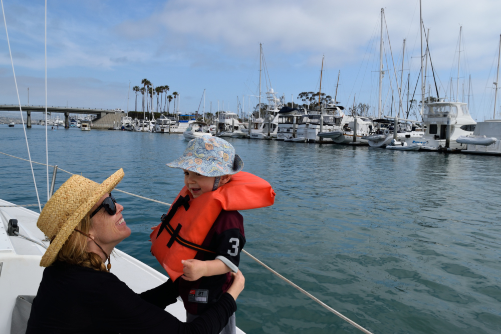 Brianna Randall sailing with a baby in San Diego